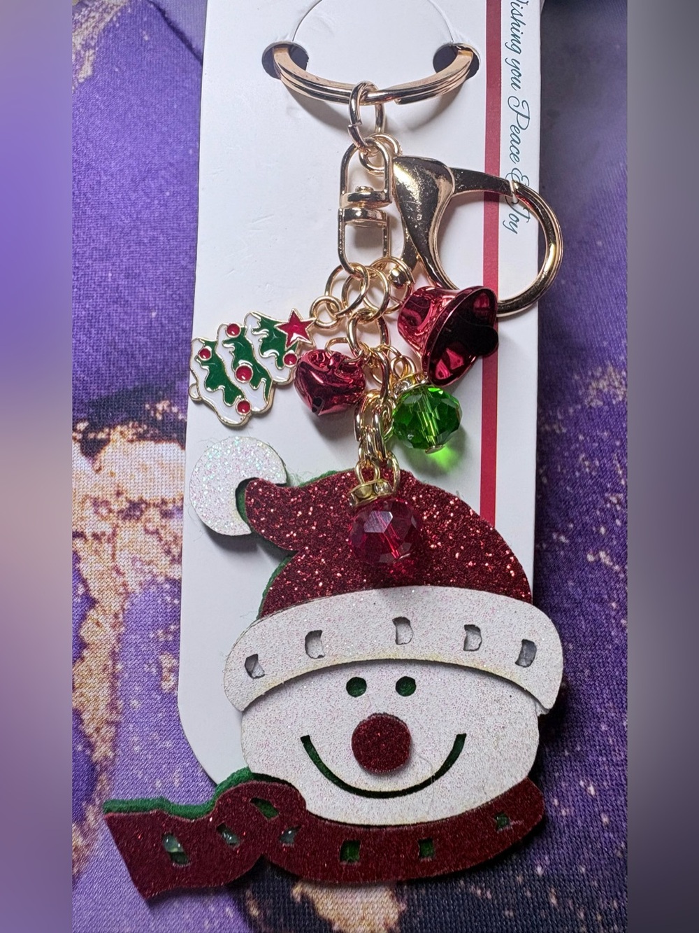 ❤️💚🤍 Set of two Festive Red & White Snowman Keychain and/or bag charms NWT